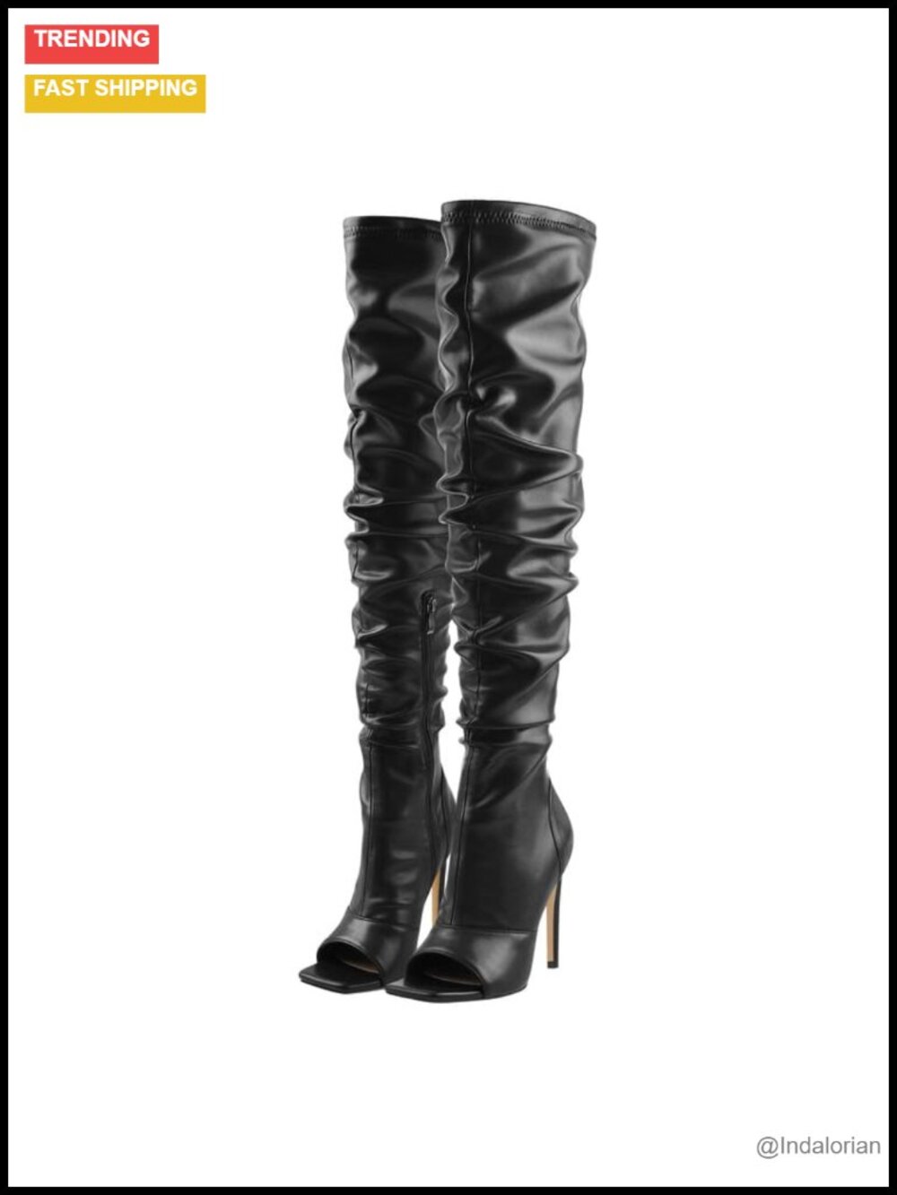 Stiletto Heel Over Knee Thigh High Boots Zipper Pull On Wide Calf